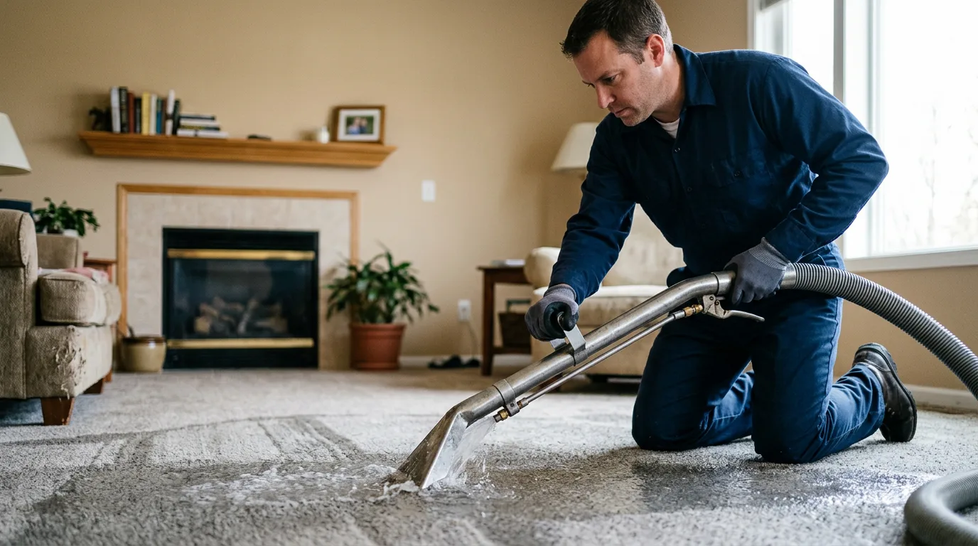 Water damage restoration technician working near Corsica, PA